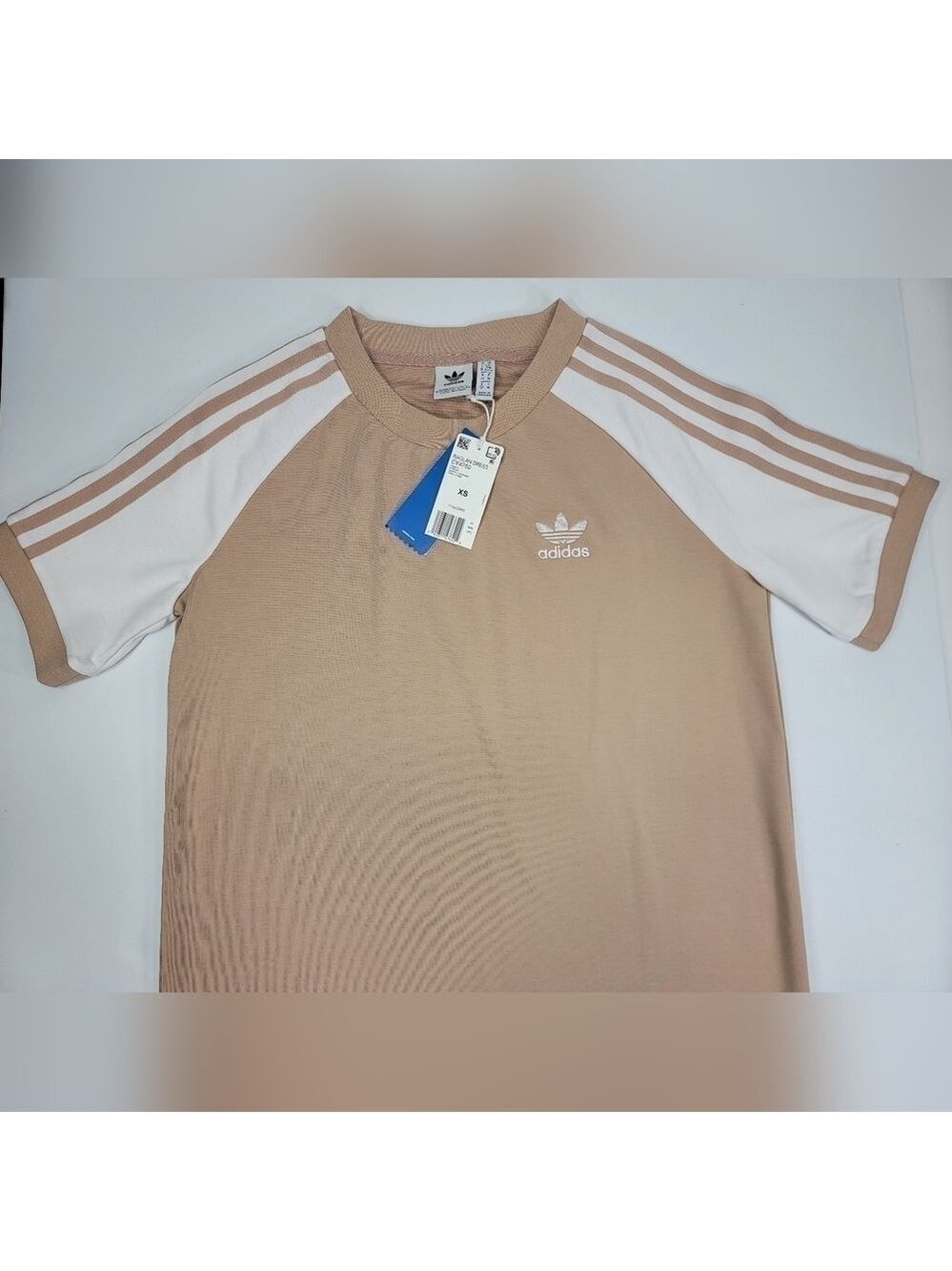 NEW Adidas Raglan T-Shirt Dress Cream White Women's Size XS Stretch Short Sleeve - Picture 2 of 12